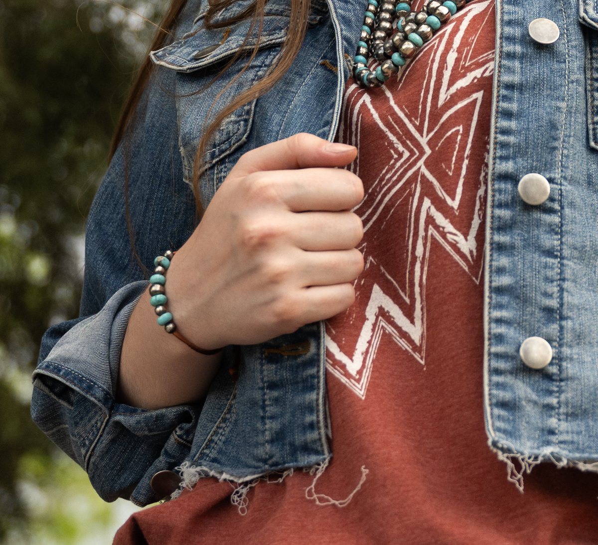 Navajo Pearl Handmade Turquoise Leather Adjustable Bracelet