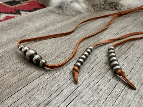 Handmade Navajo Pearl Leather Choker ~ Adjustable Lariat ~ Soft High Quality Brown Leather!