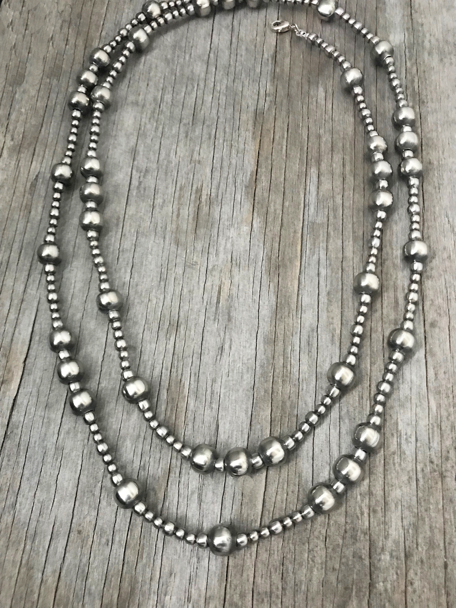 4, 5, and 10mm Navajo Style Pearls Necklace ~ Choose Length ~ Great Design!