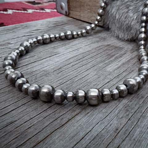 Navajo Pearl Handmade Necklace with 6, 8, and 10mm German Silver beads ~ Choose Length!