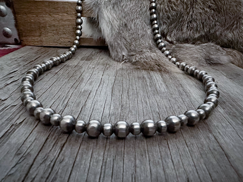 Navajo Pearl Handmade Necklace with 6 & 8mm German Silver beads ~ So Pretty ! ~ Choose Length!