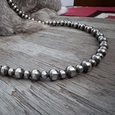 Navajo Pearl Handmade Necklace with 6 & 8mm German Silver beads ~ So Pretty ! ~ Choose Length!