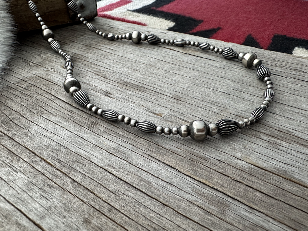 Handmade Navajo Pearl Necklace with Pumpkin Beads ~ Artistic & Stylish!
