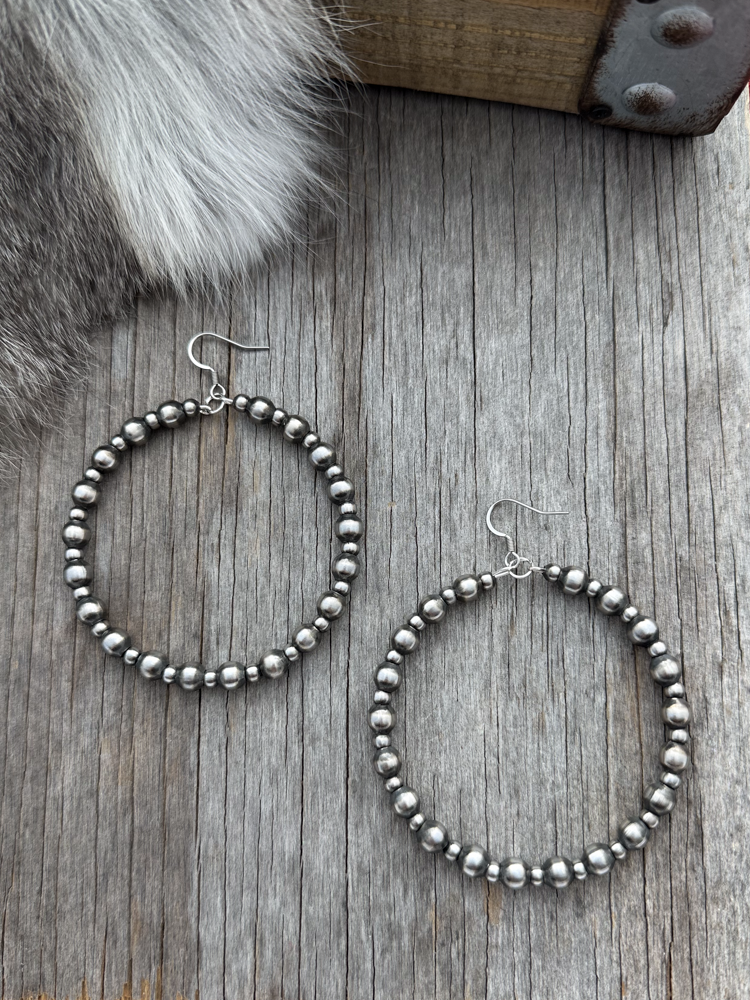 Navajo Style Pearls Hoop Earrings ~ Gorgeous & Sexy!