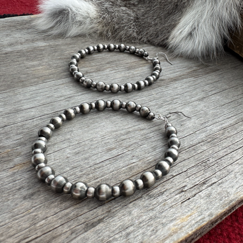 Navajo Pearl Handmade 4mm & 6mm Hoop Earrings ~German Silver beads ~ Gorgeous & Sexy!