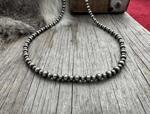 5mm Sterling Silver Navajo Pearl Style Beaded Necklace – Nizhoni