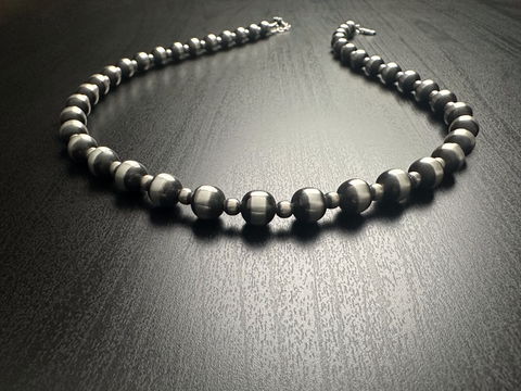 Handmade Sterling Silver Navajo Pearl Necklace ~ 5mm & 10mm pearls ~ Choose Length ~ Gorgeous Strand!