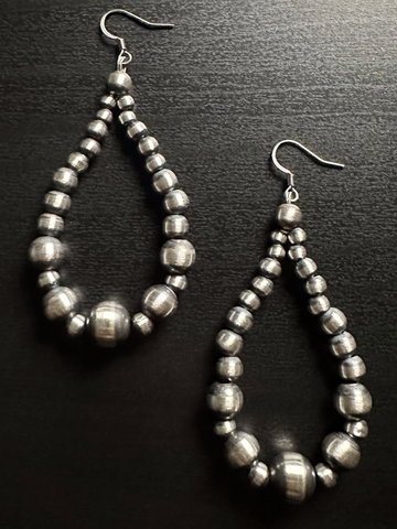 Handmade Sterling Silver Navajo Pearl Dangle Earrings ~ Beautiful Teardrop Style!