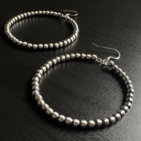 Handmade Sterling Silver Navajo Pearl Hoop Earrings ~ 4mm ~ Pretty & Dainty!