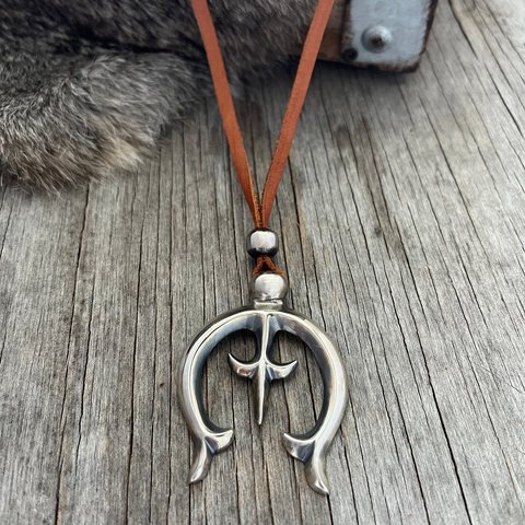 Gorgeous Sterling Silver Sand-Cast Style Naja Pendant on Brown Leather ~ Adjustable!