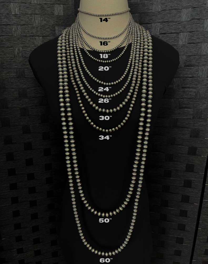 Petite Navajo Style Pearls Necklace 4, 5, and 6mm Pearls ~ Choose Length ~ So Pretty!