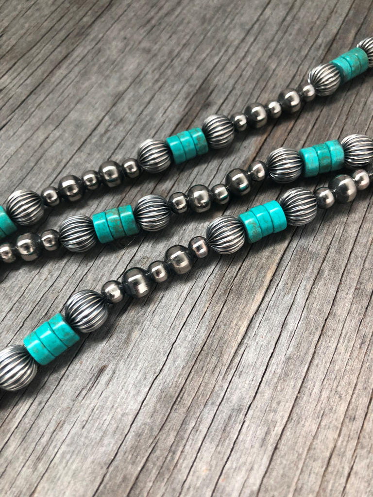 Navajo Pearls Turquoise and Pumpkin Beads Necklace ~ Choose Length