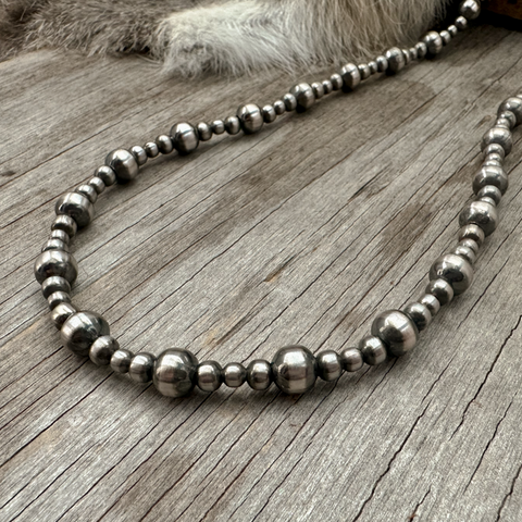 Navajo Pearl Handmade 4, 5, and 8mm  Necklace ~ German Silver beads ~ Choose Length