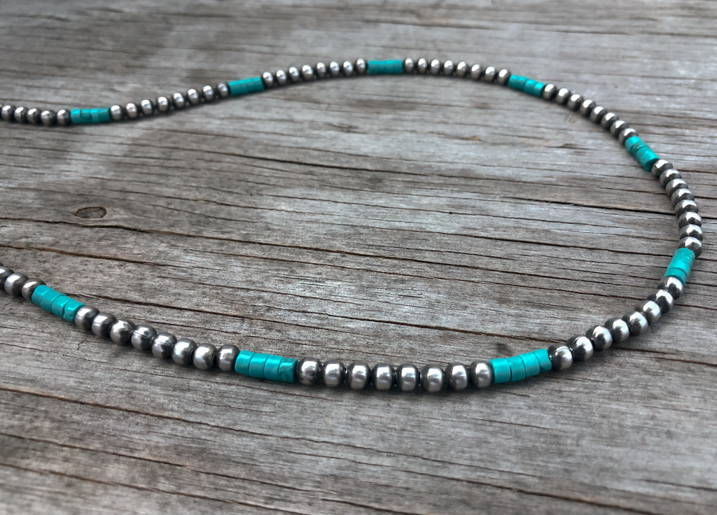 Handmade Navajo Pearl Necklace ~ Petite n Pretty ~ 4mm Beads and Green –  Navajo Pearls Ranch