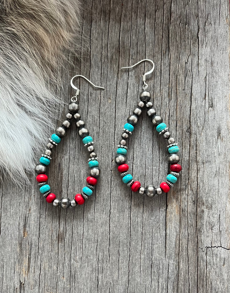 Handmade Navajo Pearl Colorful Petite Teardrop Earrings ~ Southwestern ...