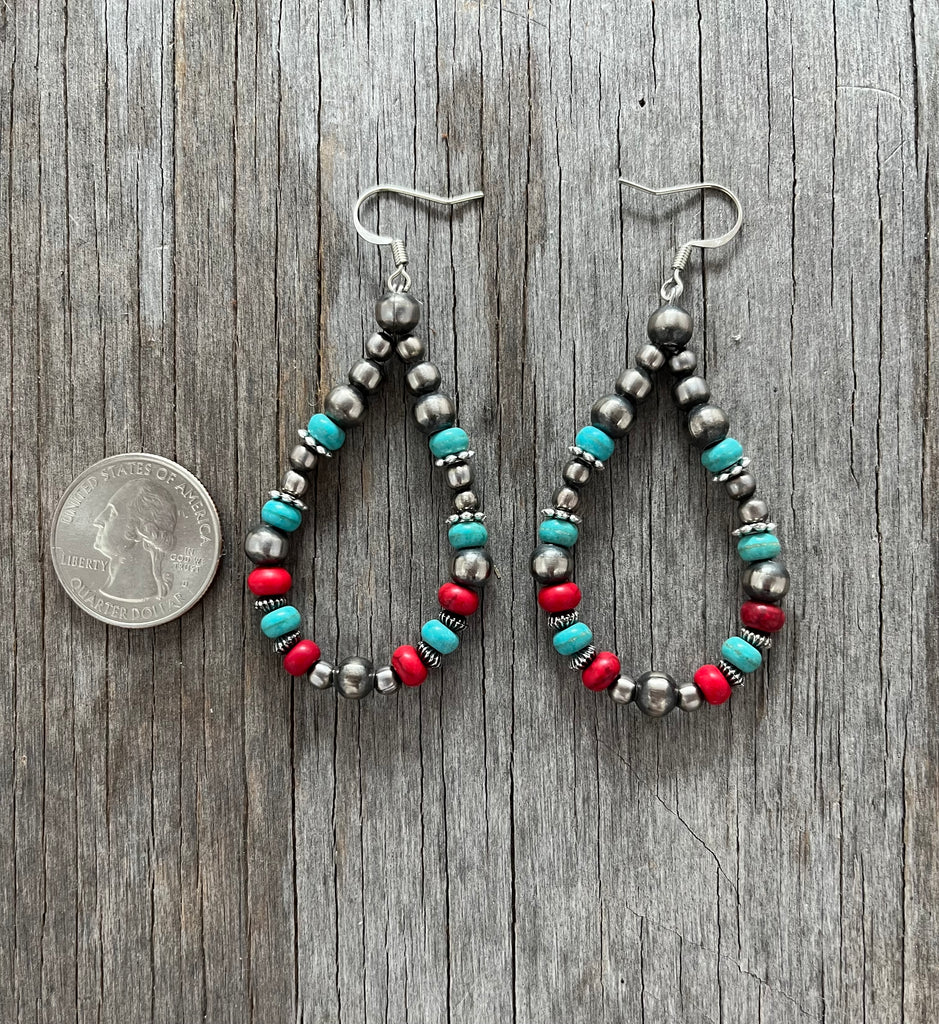 Handmade Navajo Pearl Colorful Petite Teardrop Earrings ~ Southwestern ...