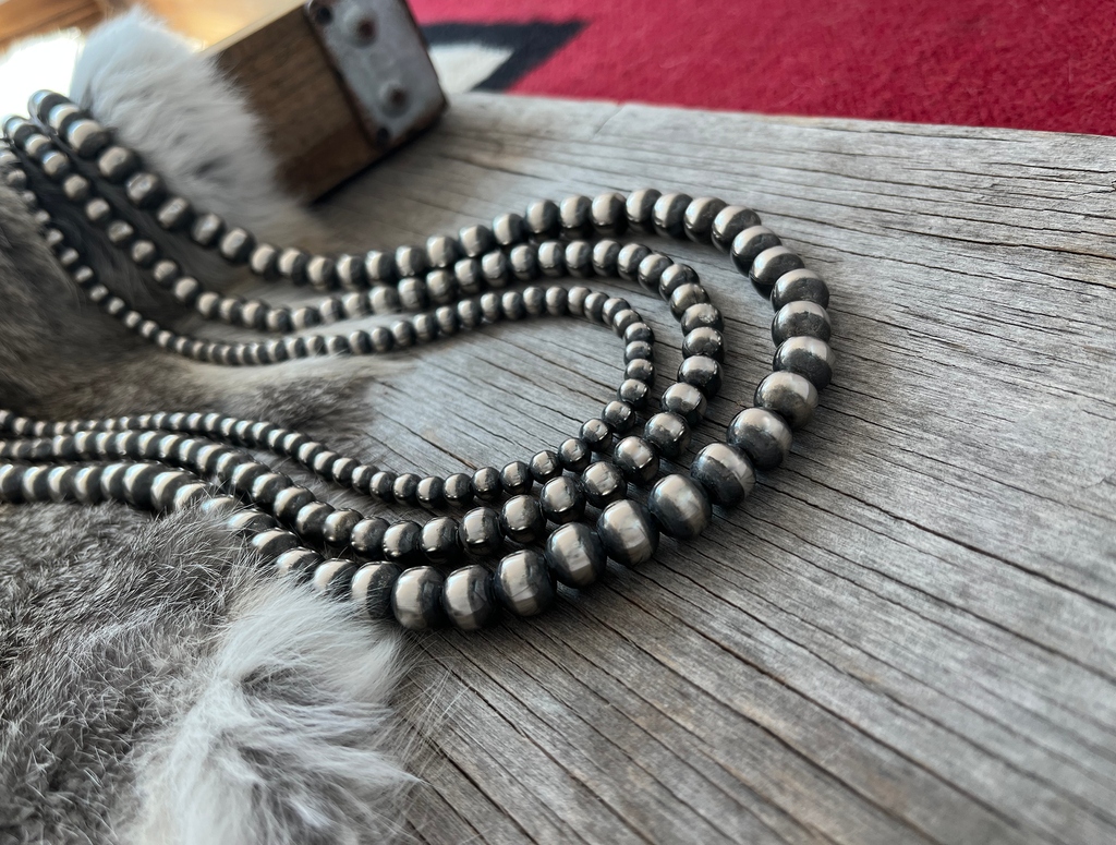 Handmade Navajo Pearl Luxurious 3-Strand Necklace ~ Choose Length ~ Made with 6, 8, & 10mm Beads!