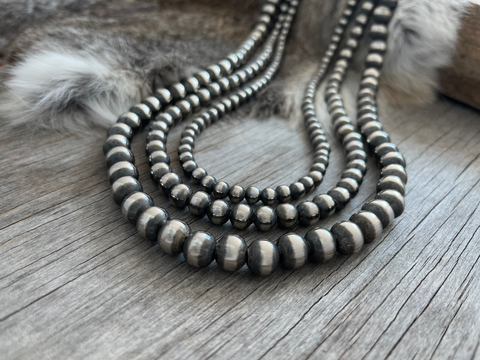 Navajo Style Pearls Luxurious 3-Strand Necklace ~ Choose Length ~ Made with 6, 8, & 10mm Pearls