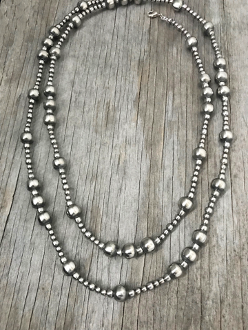 Handmade Navajo Pearl 4, 5, and 10mm beads Necklace ~ Choose Length ~ Great Design!