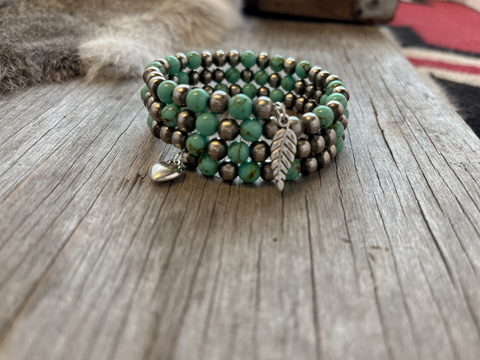 Handmade Navajo Pearl Turquoise 3-Row Wrap Bracelet
