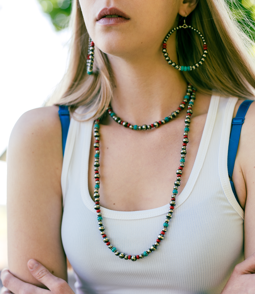 Navajo Style Pearl Earrings ~ Southwestern Classics!