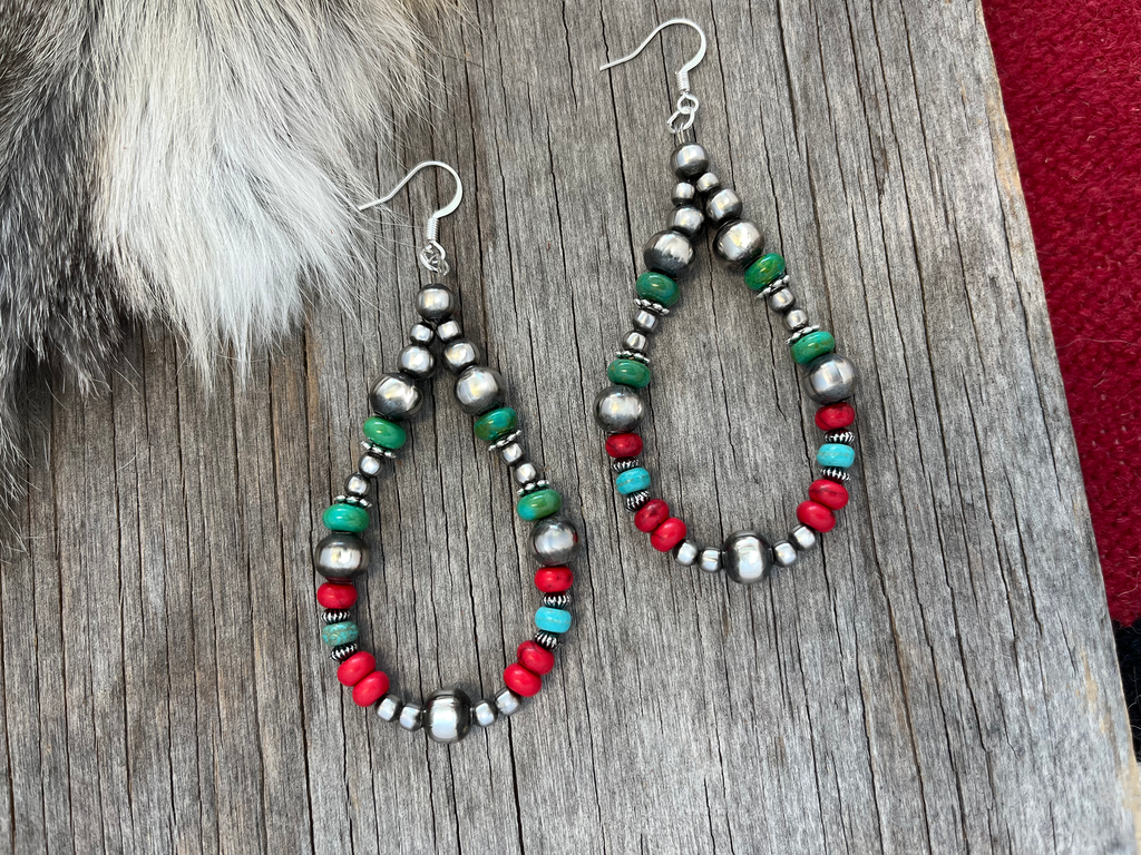 Turquoise Teardrop Beaded Earrings – NY Texas Style Boutique