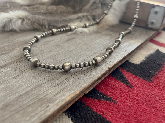 Handmade Navajo Pearl Necklace with 5, 6, and 10mm beads ~ Choose Length ~ Beautiful Strand!