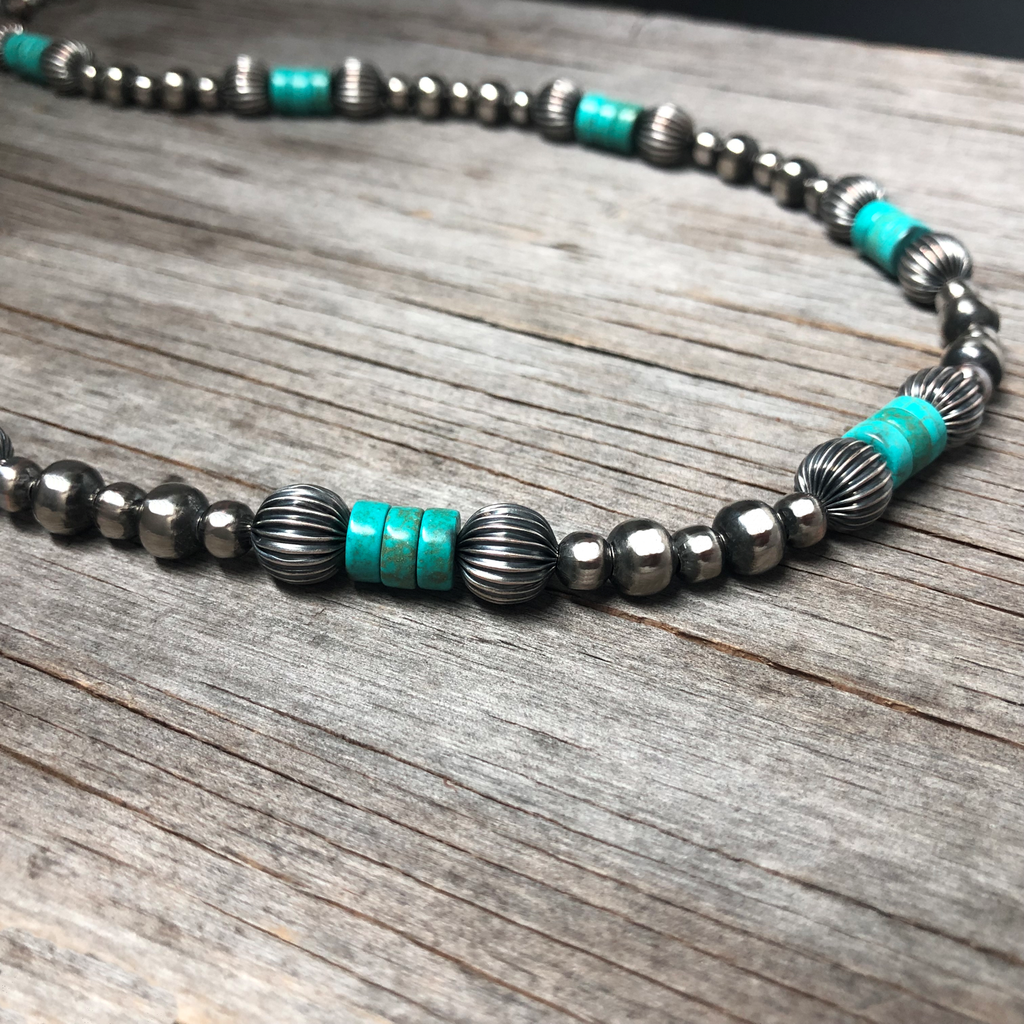 Navajo Pearls Turquoise and Pumpkin Beads Necklace ~ Choose Length