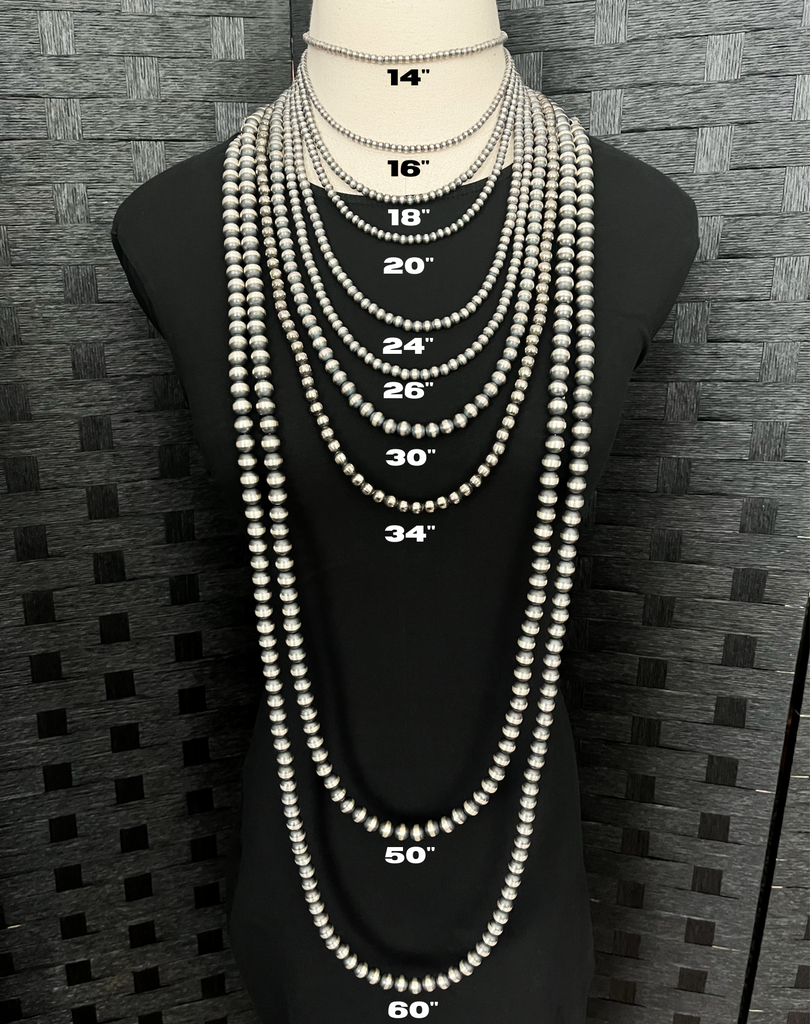 5, 6, and 8mm Navajo Style Pearls Necklace ~ 3-Strand ~ Choose Length